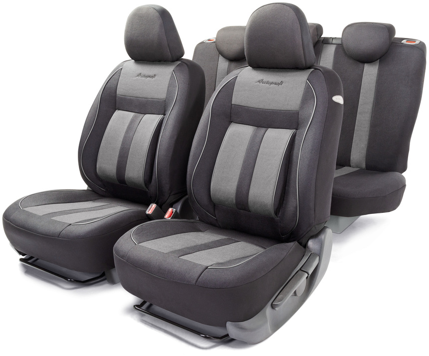 фото Комплект чехлов на сиденья cushion comfort, материал хлопок cus-1505 bk/gy autoprofi