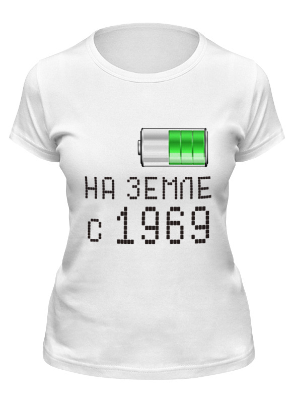 

Футболка женская Printio На земле с 1969 белая L, Белый, На земле с 1969