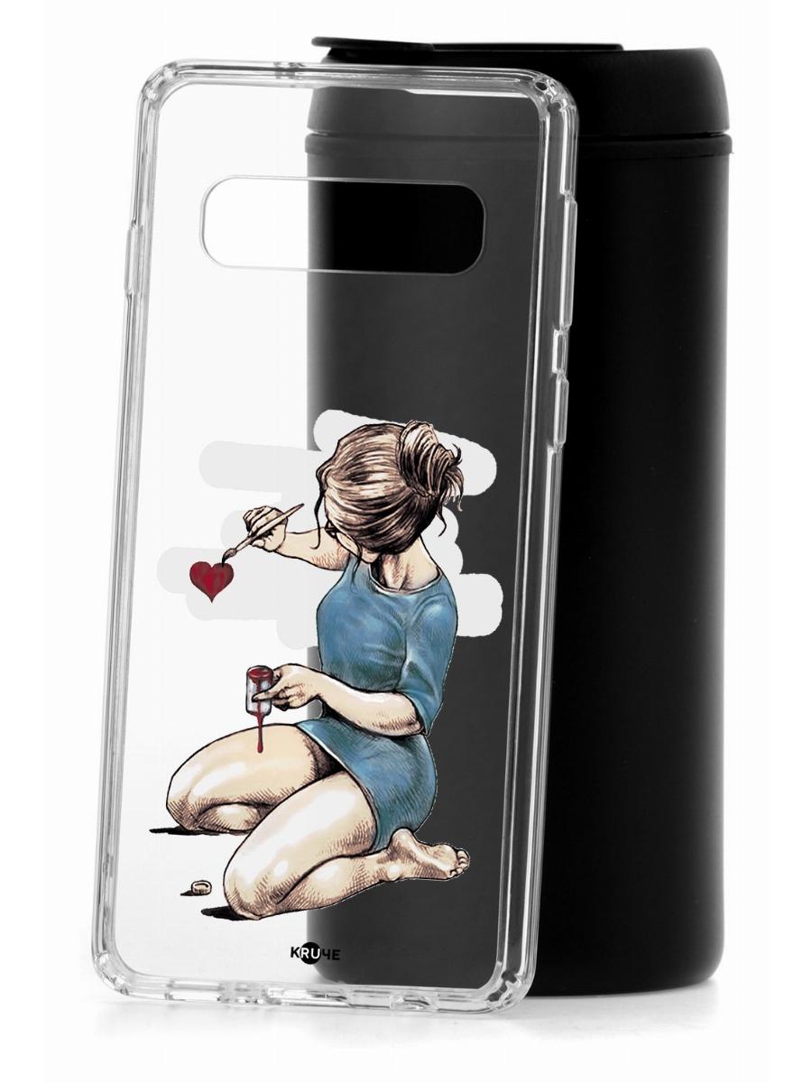 Чехол на Samsung S10 Kruche Print Рисуя любовь,противоударный бампер,с защитой камеры