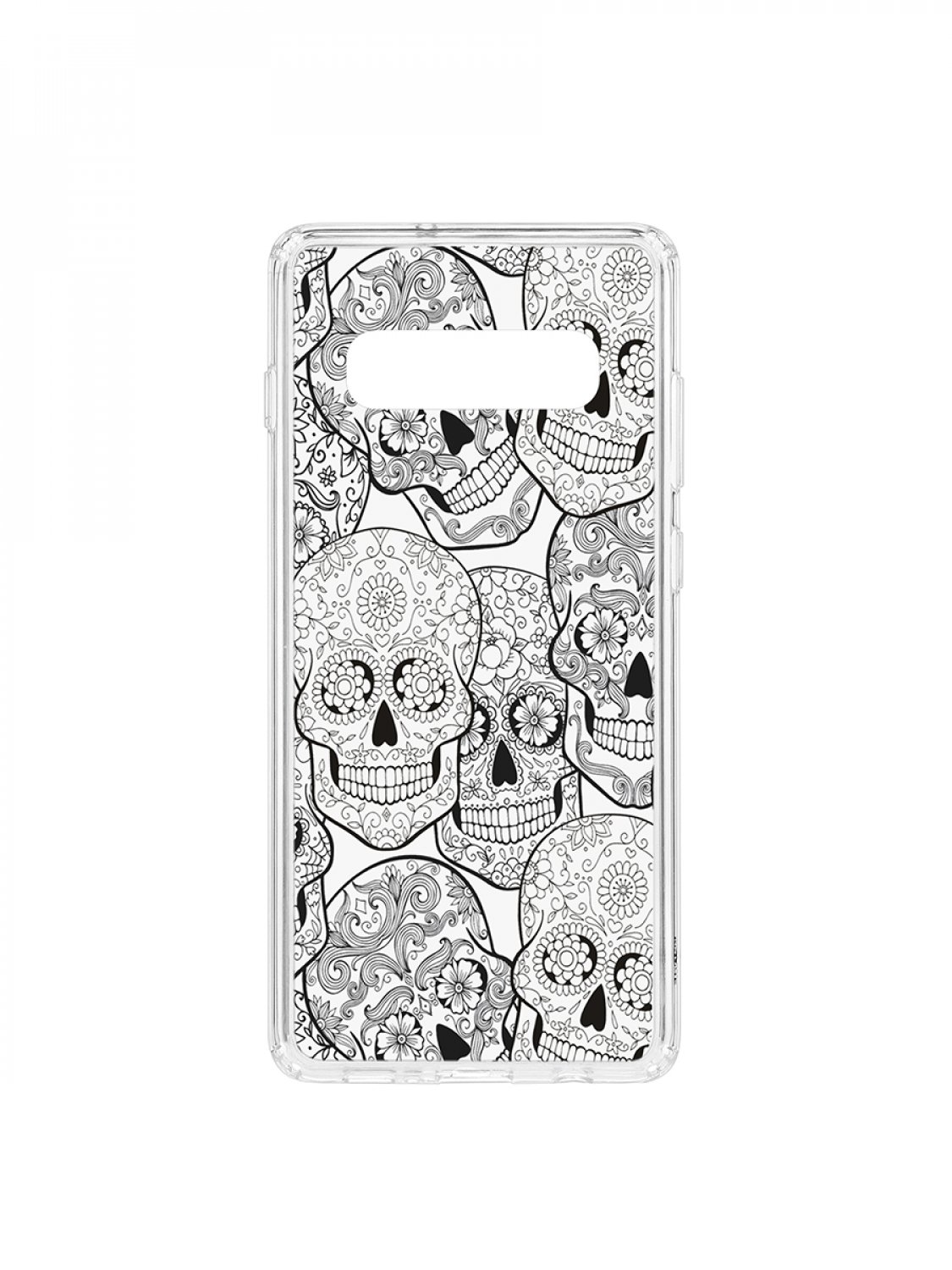 Чехол на Samsung S10 Plus Kruche Print Skull Black,противоударный бампер,с защитой камеры