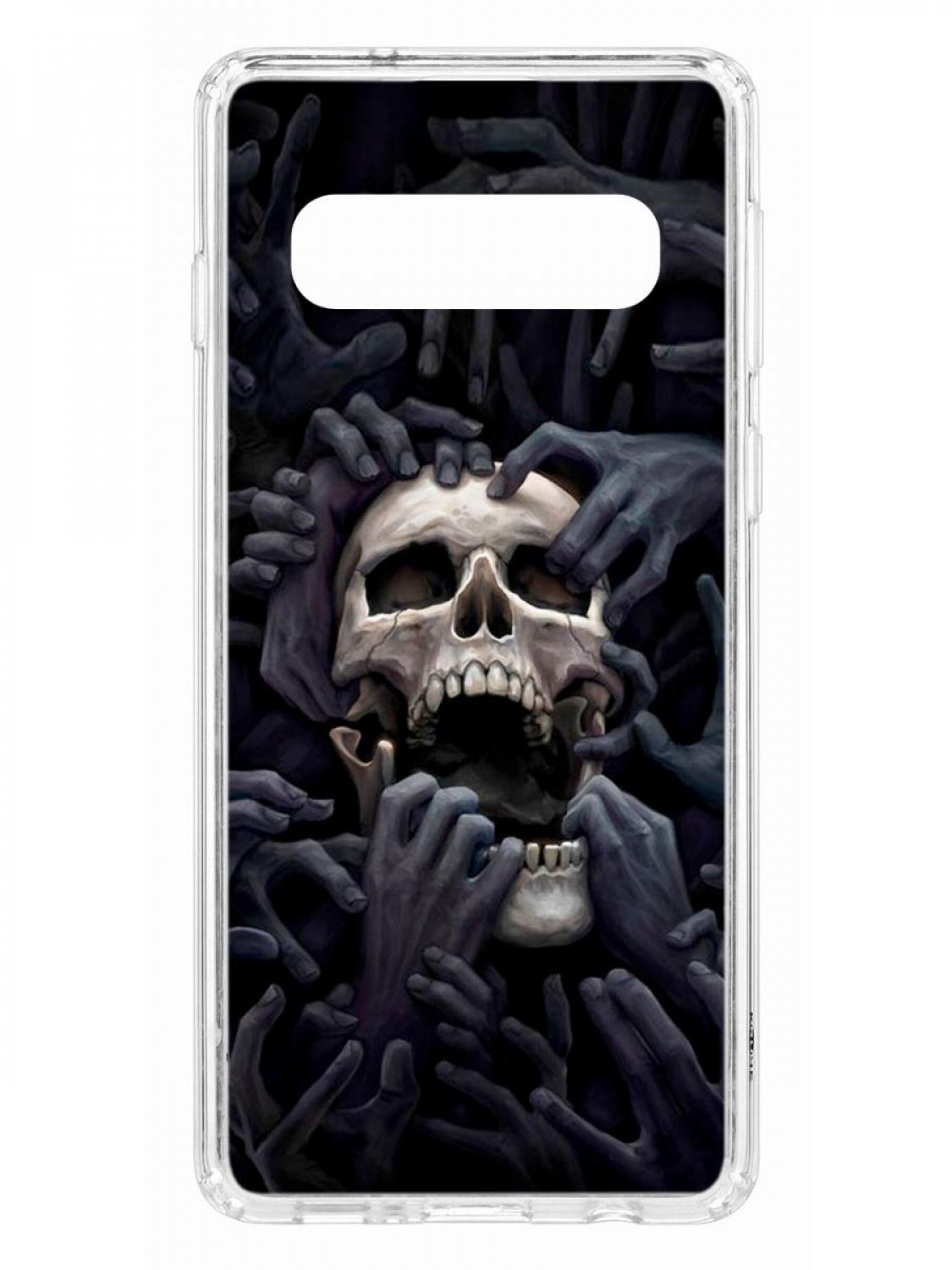 

Чехол на Samsung S10 Kruche Print Skull Hands,противоударный бампер,с защитой камеры, Прозрачный;черный;серый;бежевый, Самсунг Галакси С10