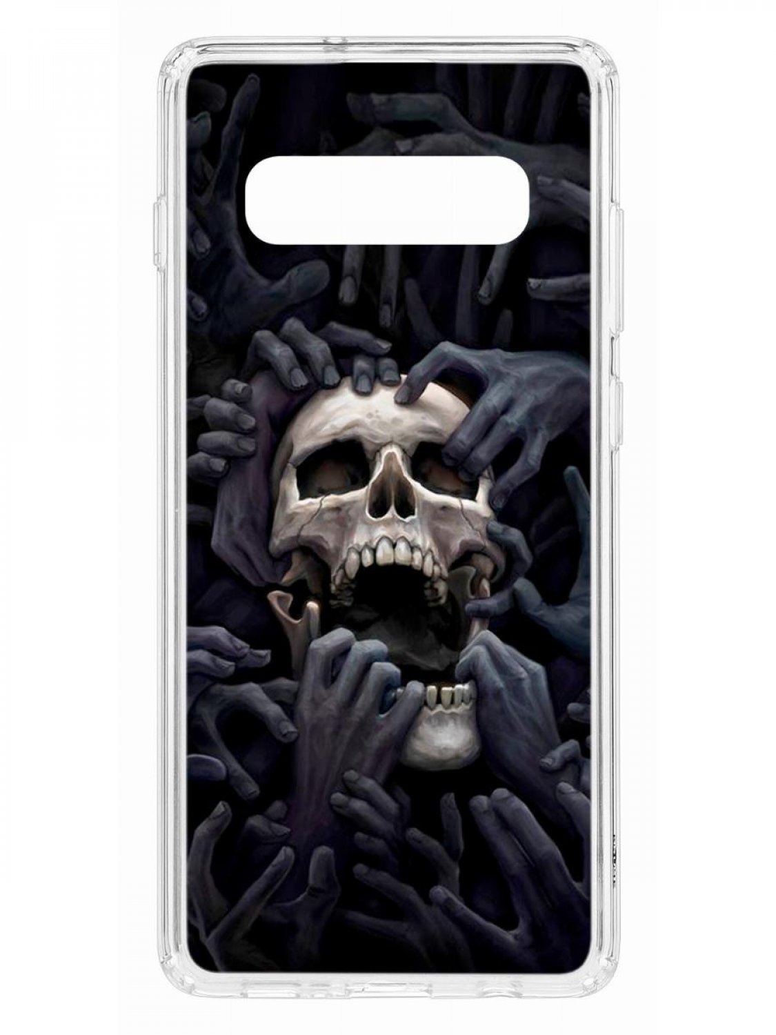 фото Чехол на samsung s10 plus kruche print skull hands,противоударный бампер,с защитой камеры кruче