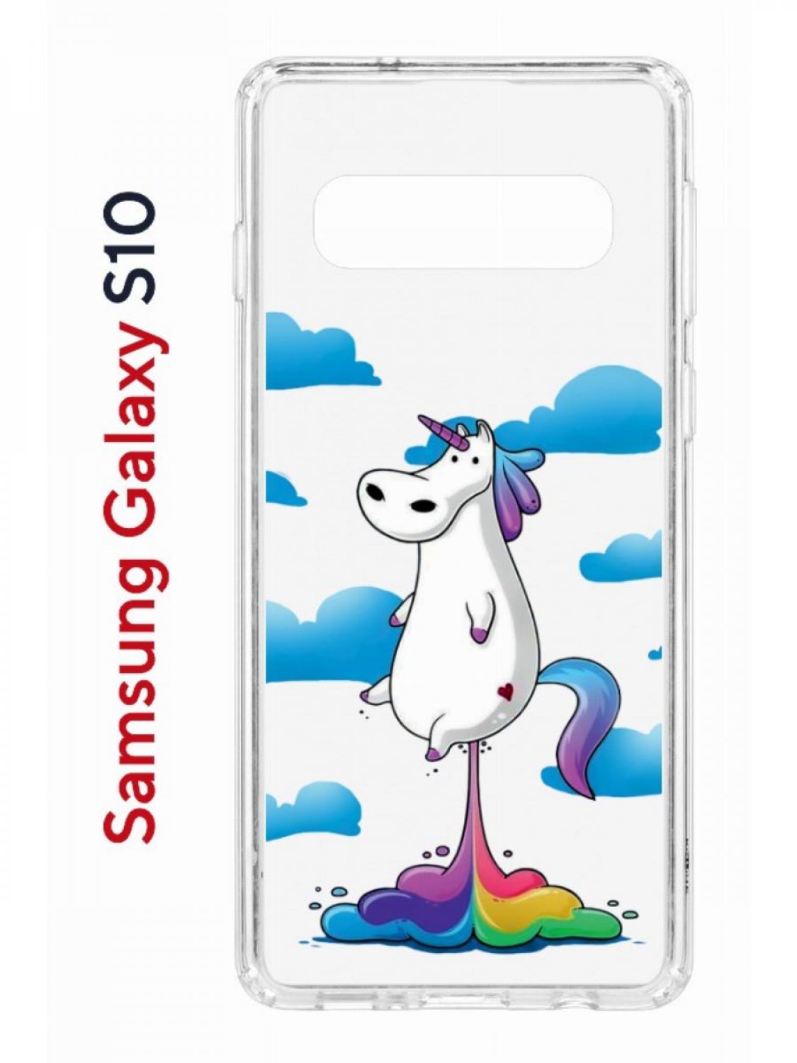 фото Чехол на samsung s10 kruche print flying unicorn,противоударный бампер,с защитой камеры кruче