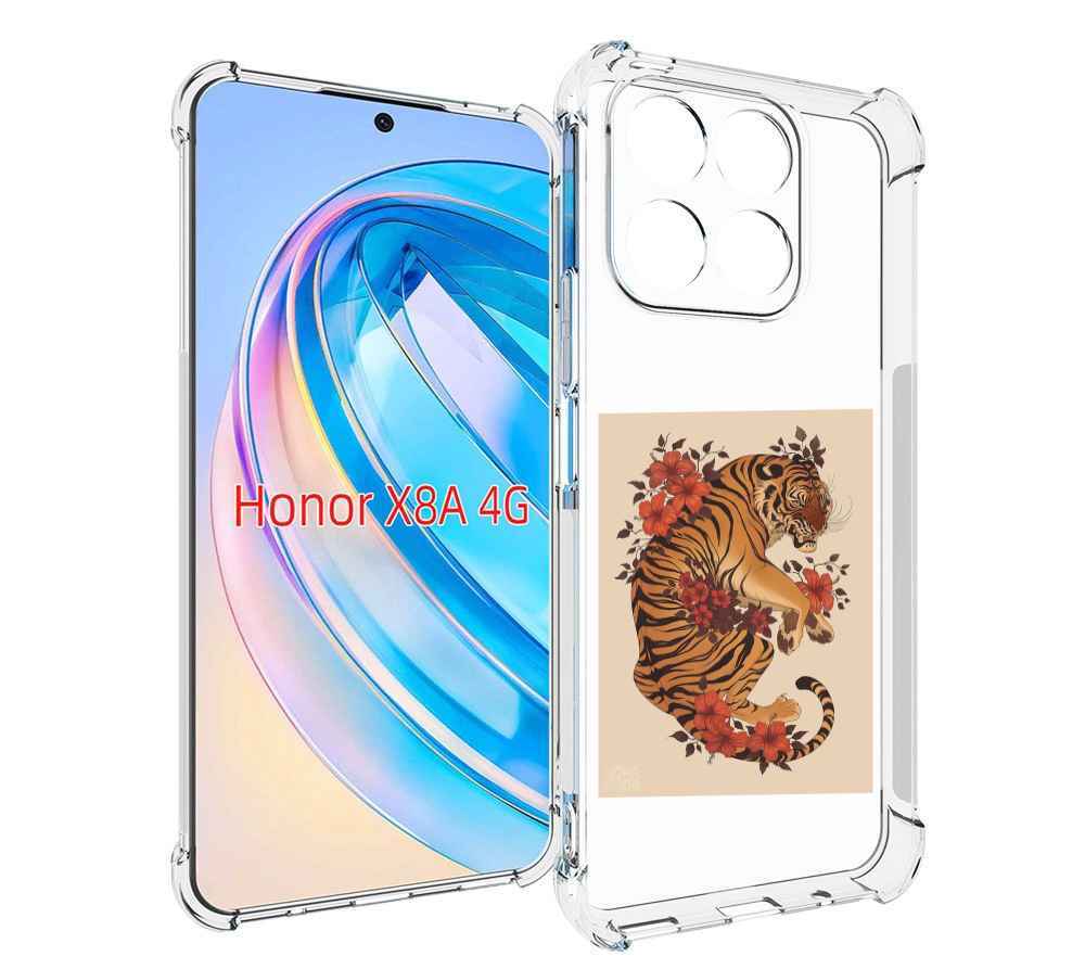 

Чехол MyPads злой-тигр-с-цветами для Honor X8a, Tocco