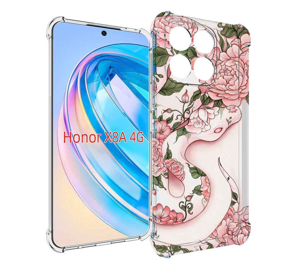 

Чехол MyPads змея-в-розовых-цветах женский для Honor X8a, Tocco