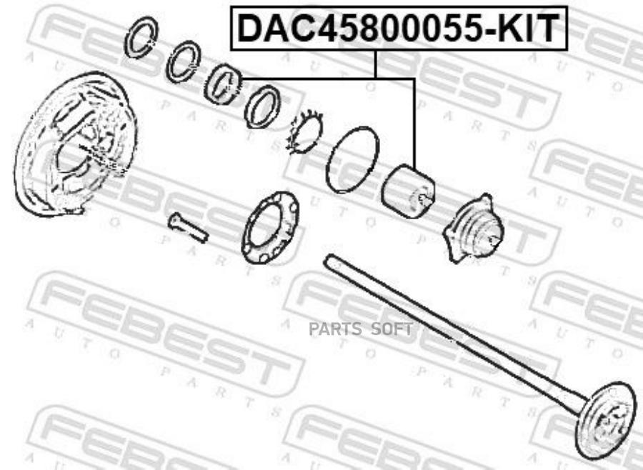 

FEBEST Подшипник роликовый задней полуоси ремкомплект 45x80x55 FEBEST DAC45800055-KIT