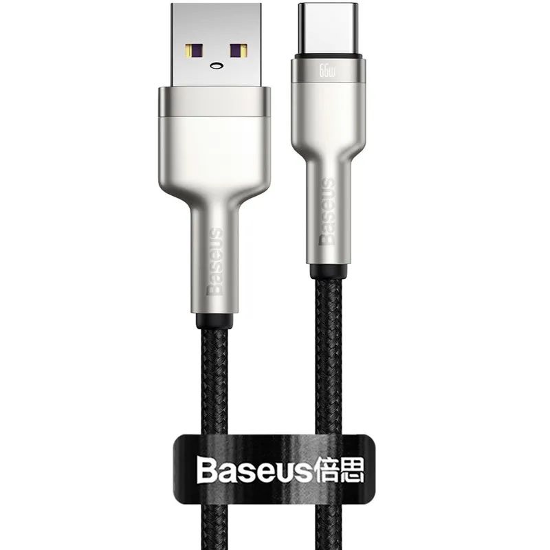 

Кабель Baseus Cafule Series Metal USB - Type-C 66W, 6A, 0.25 м, черный