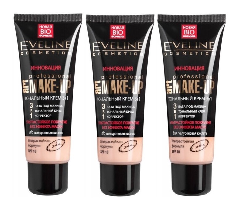 Тональный крем Eveline Cosmetics светлый бежевый Art Professional Make-up 30 мл 3 шт