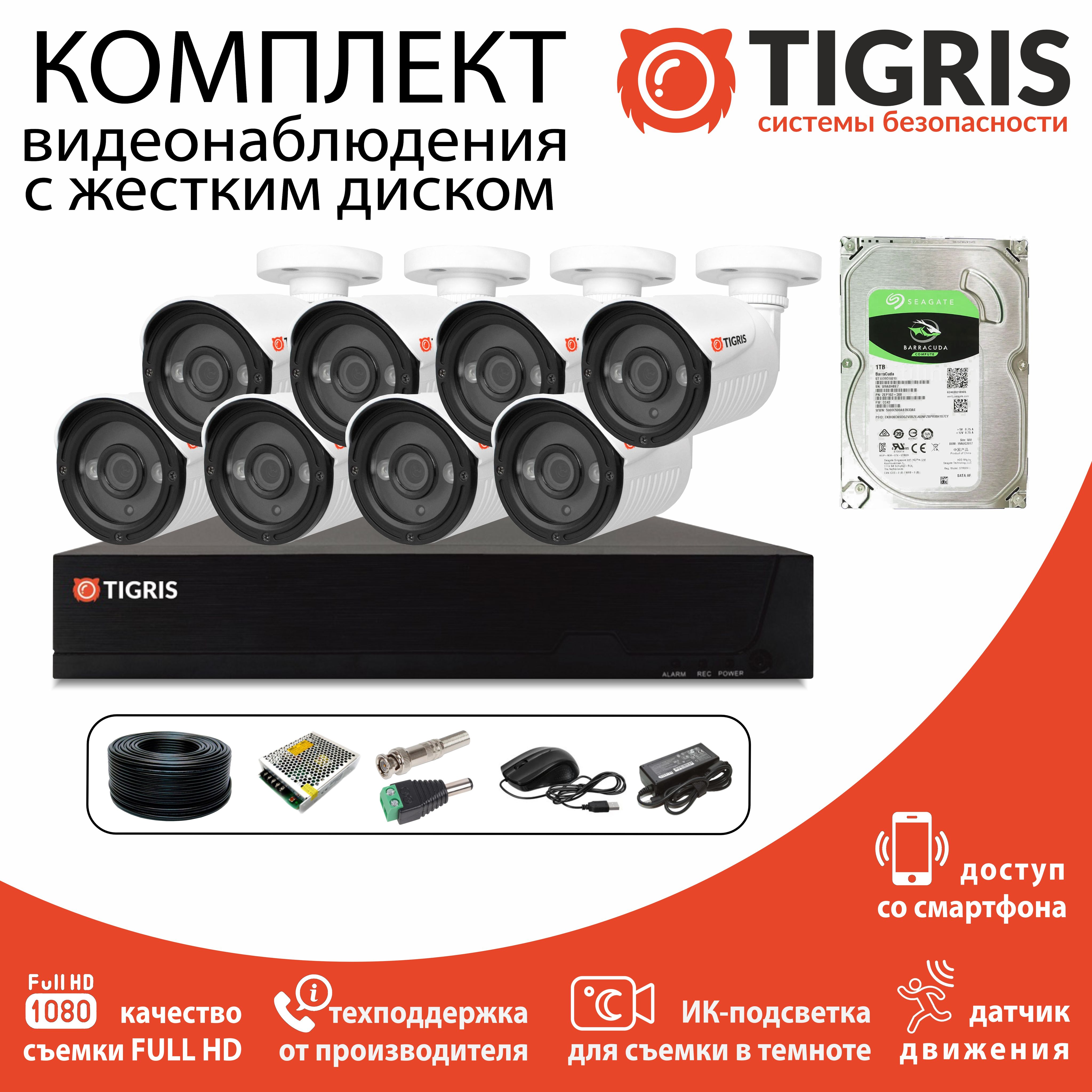 

Комплект видеонаблюдения TIGRIS TGK-S208WD