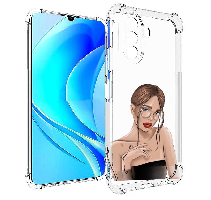 

Чехол MyPads девушка-в-очках-с-красивыми-глазами женский для Huawei Nova Y70, Прозрачный, Tocco