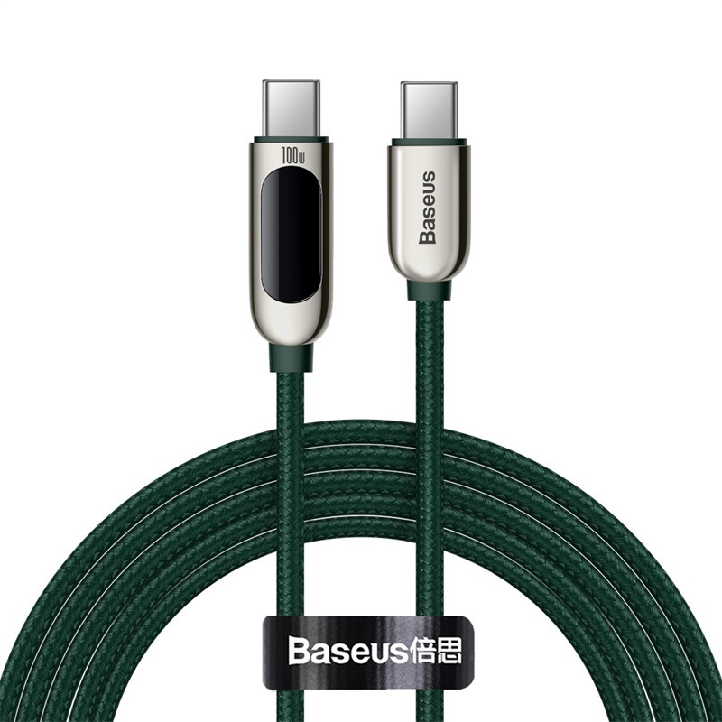 фото Кабель usb-c baseus display fast charging, type-c - type-c, 5а, 100w, 2 м, зеленый