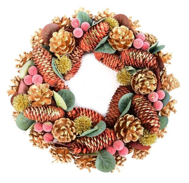 Венок рождественский ягоды красный 30 см