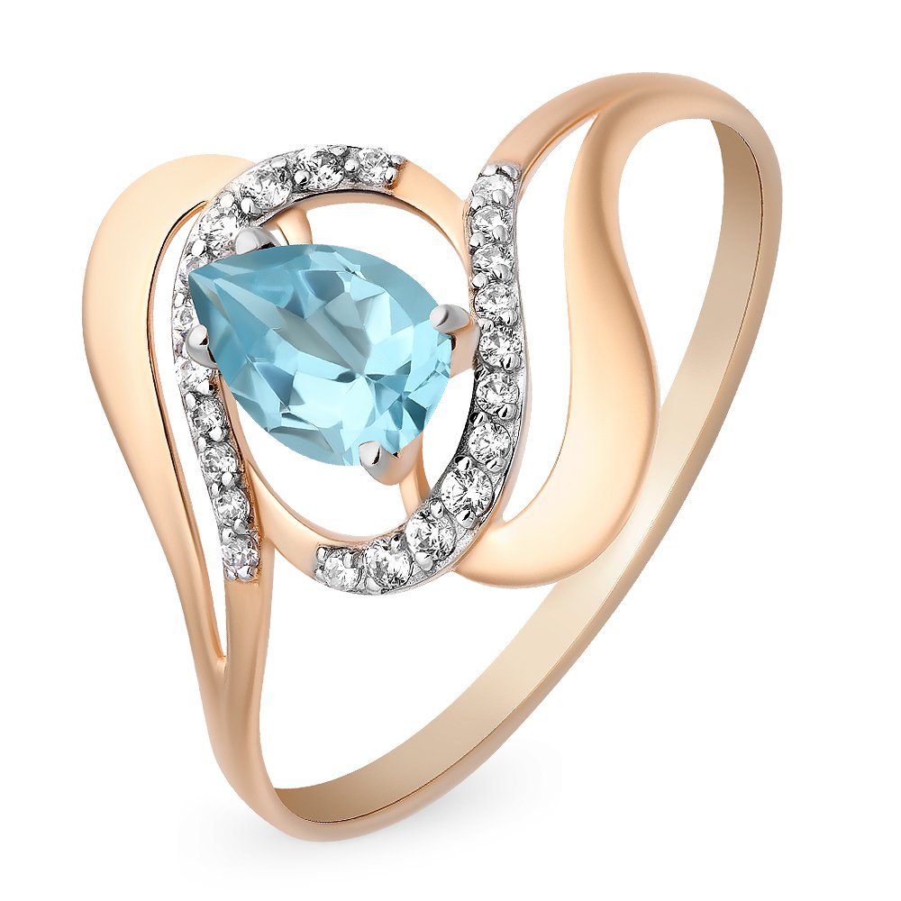 

Кольцо из золота р.  585Gold 201011689, топаз\фианит, 201011689