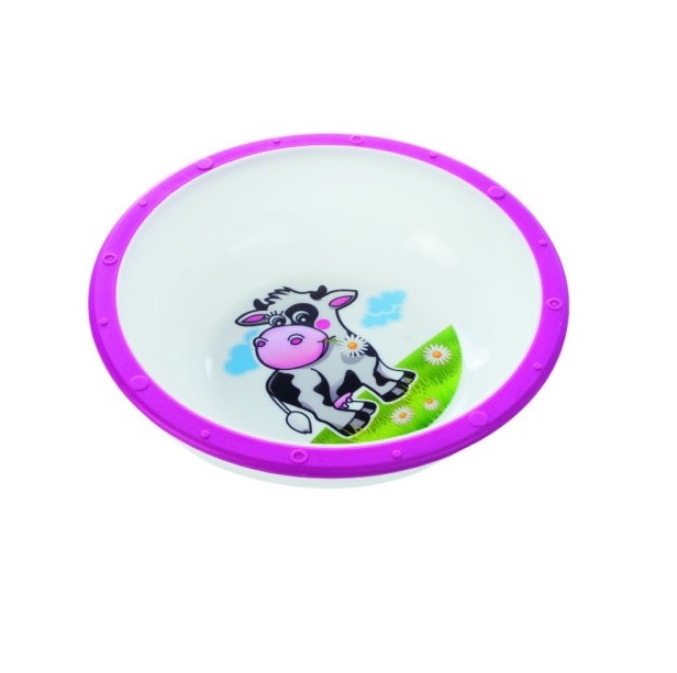 Миска пластиковая Canpol Little cow арт. 4/416, 4м+, цвет розовый, рисунок коровка