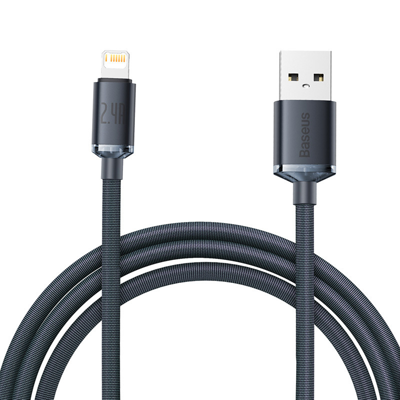 

Кабель USB BASEUS Crystal Shine Series Fast Charging, USB - Lightning, 2.4А, 2 м, черный