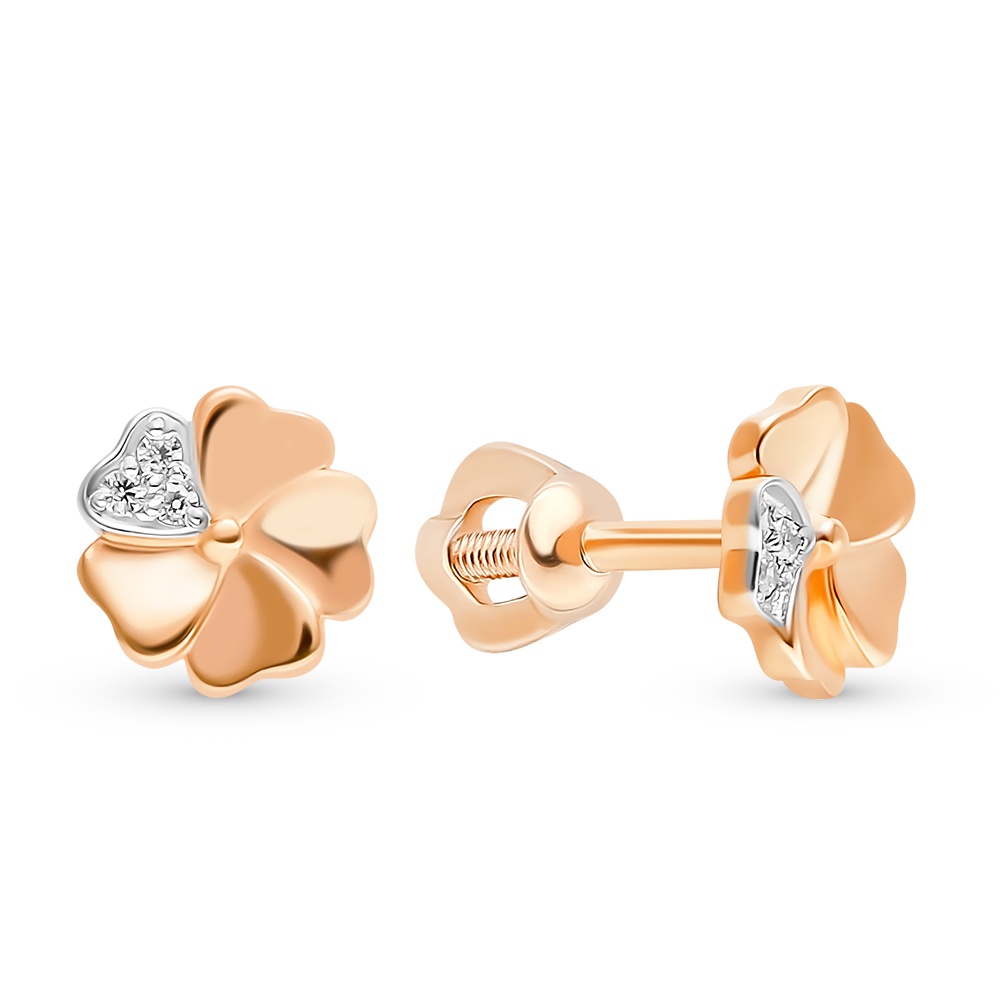 

Серьги из красного золота с фианитом 585Gold 302006436, 302006436