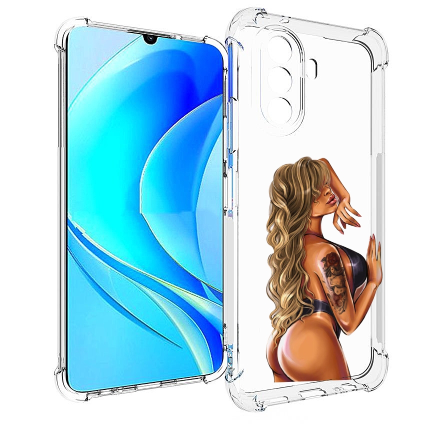 

Чехол MyPads девушка-в-черном-кожаном-купальнике женский для Huawei Nova Y70, Прозрачный, Tocco
