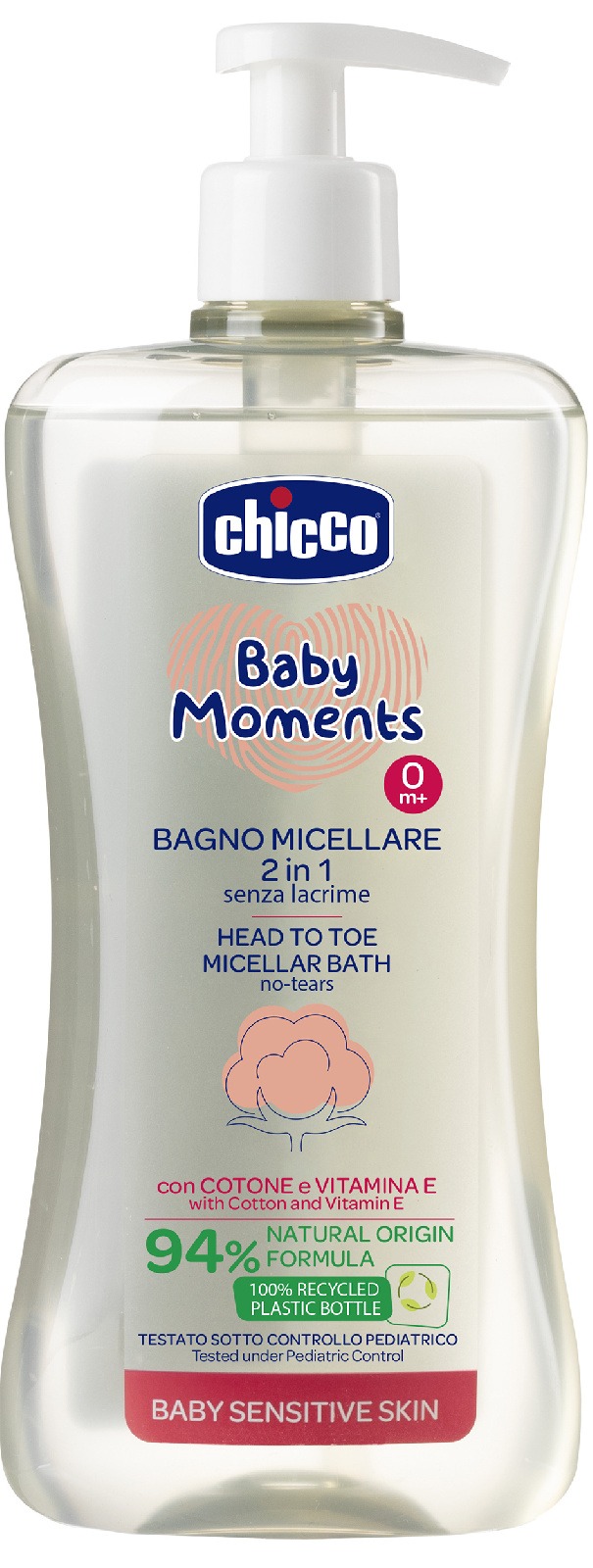 Мицеллярная пена для ванн 2 в 1 Chicco Baby Moments 0м+, 500 мл
