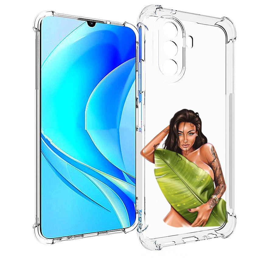 

Чехол MyPads девушка-модель-с-большим-листом женский для Huawei Nova Y70, Прозрачный, Tocco