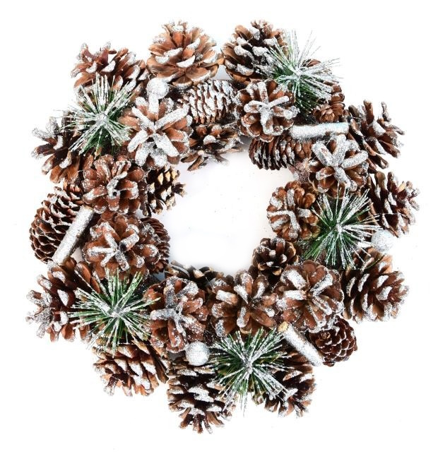 Венок рождественский ягоды серебряный 30 см