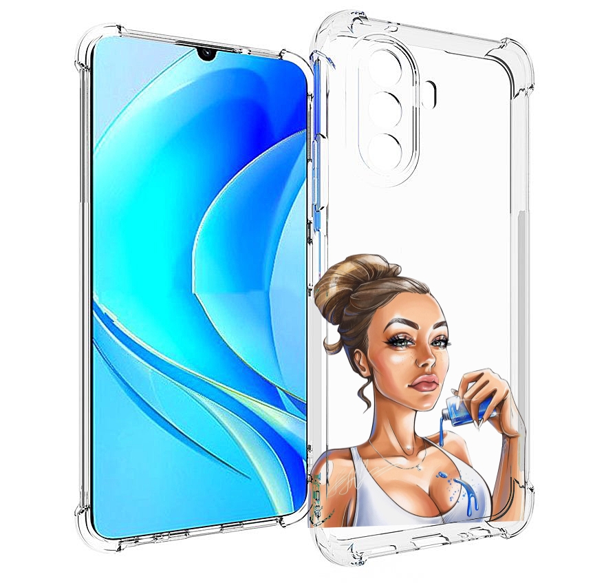 

Чехол MyPads девушка-пролила-краску женский для Huawei Nova Y70 / Nova Y70 Plus, Прозрачный, Tocco