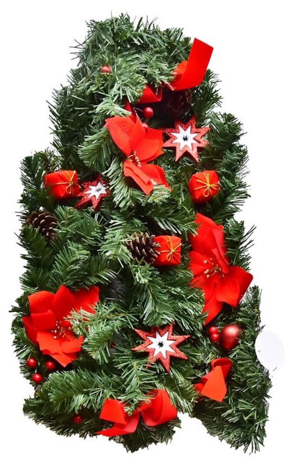 Гирлянда еловая с пуансеттией 180 см