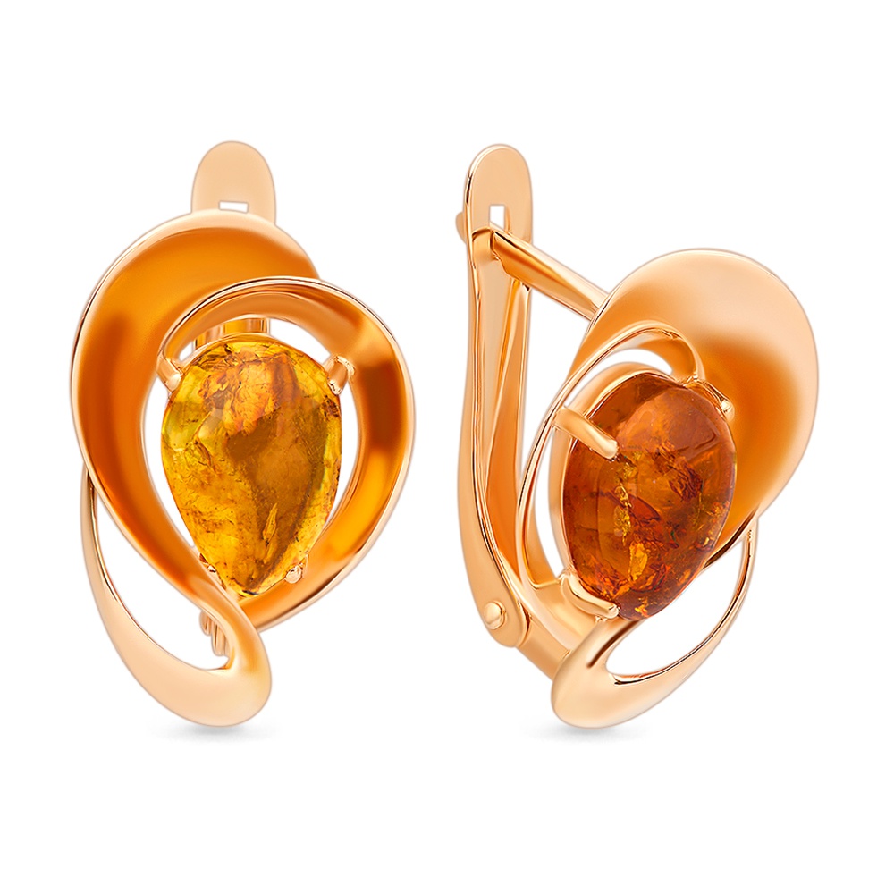 

Серьги из красного золота 585Gold 202007490, янтарь, 202007490