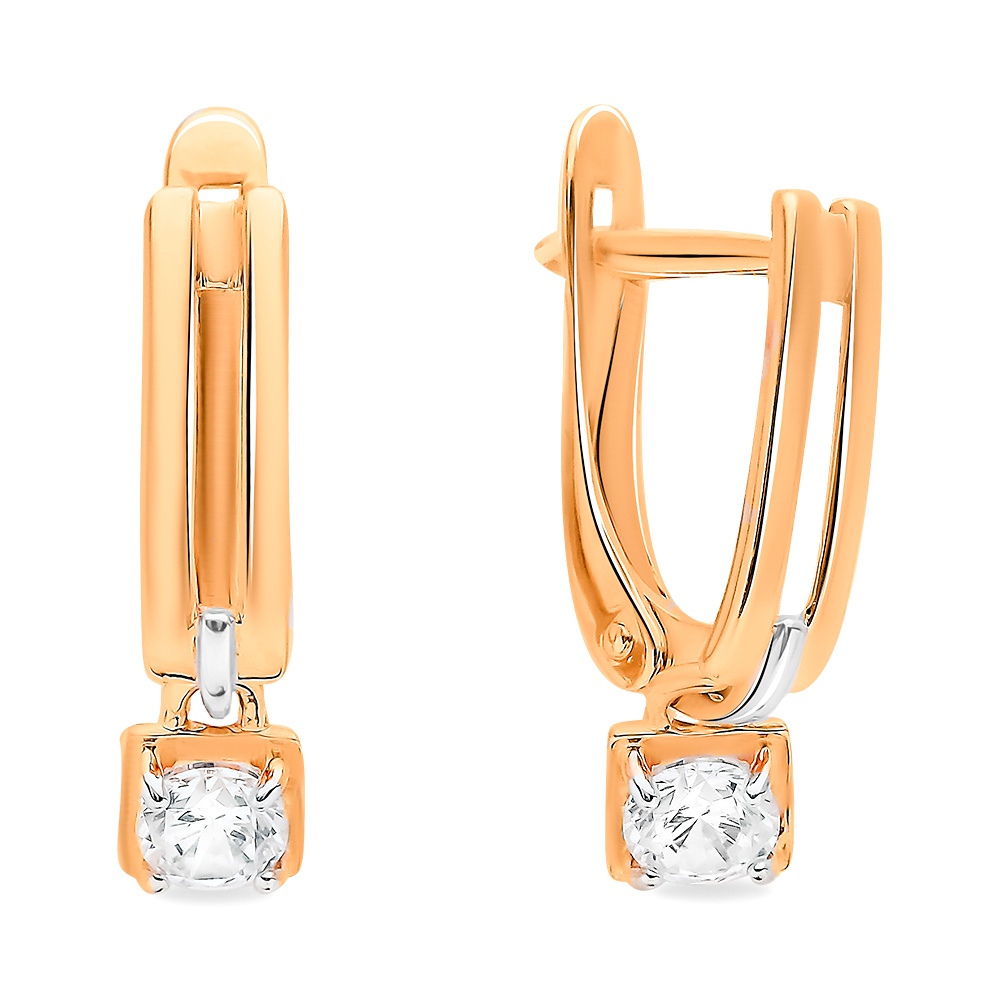 

Серьги подвески из красного золота 585Gold 302006386, фианит, 302006386