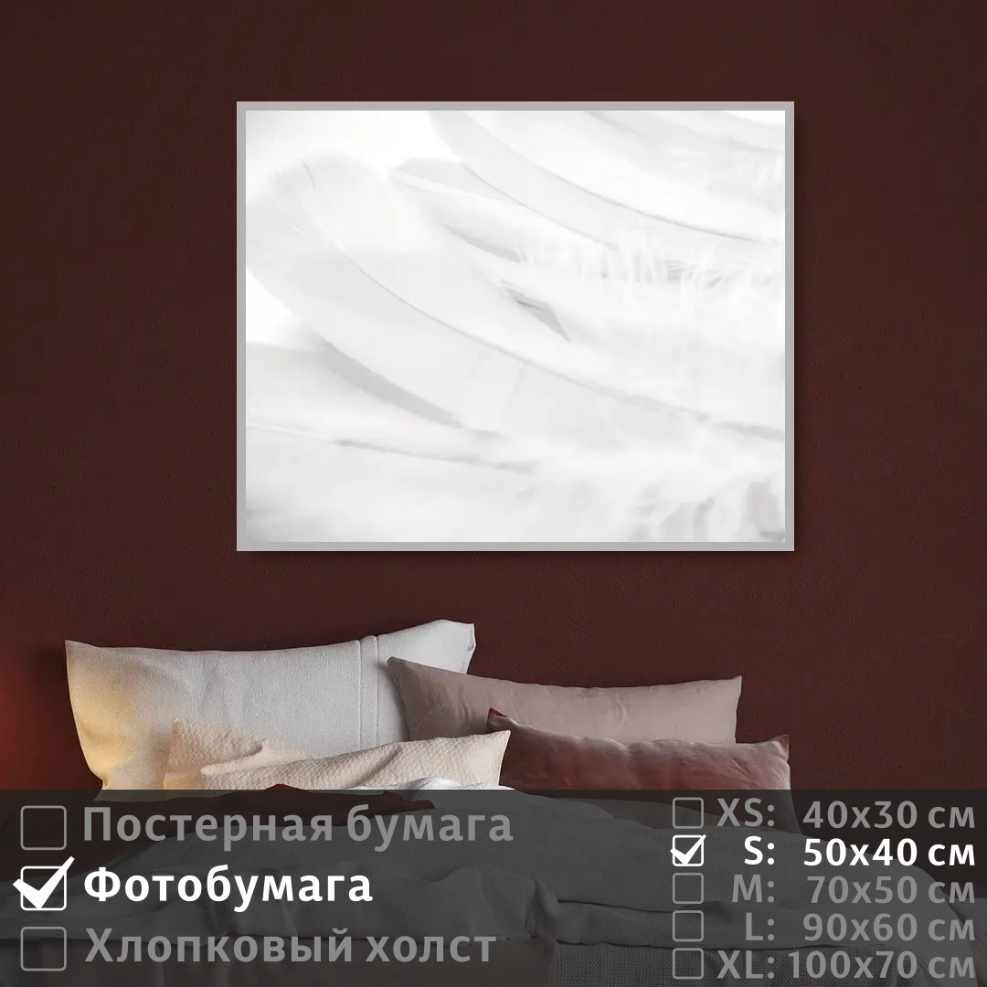 

Постер на фотобумаге ПолиЦентр Перо в белых тонах 50х40 см, ПероВБелыхТонах
