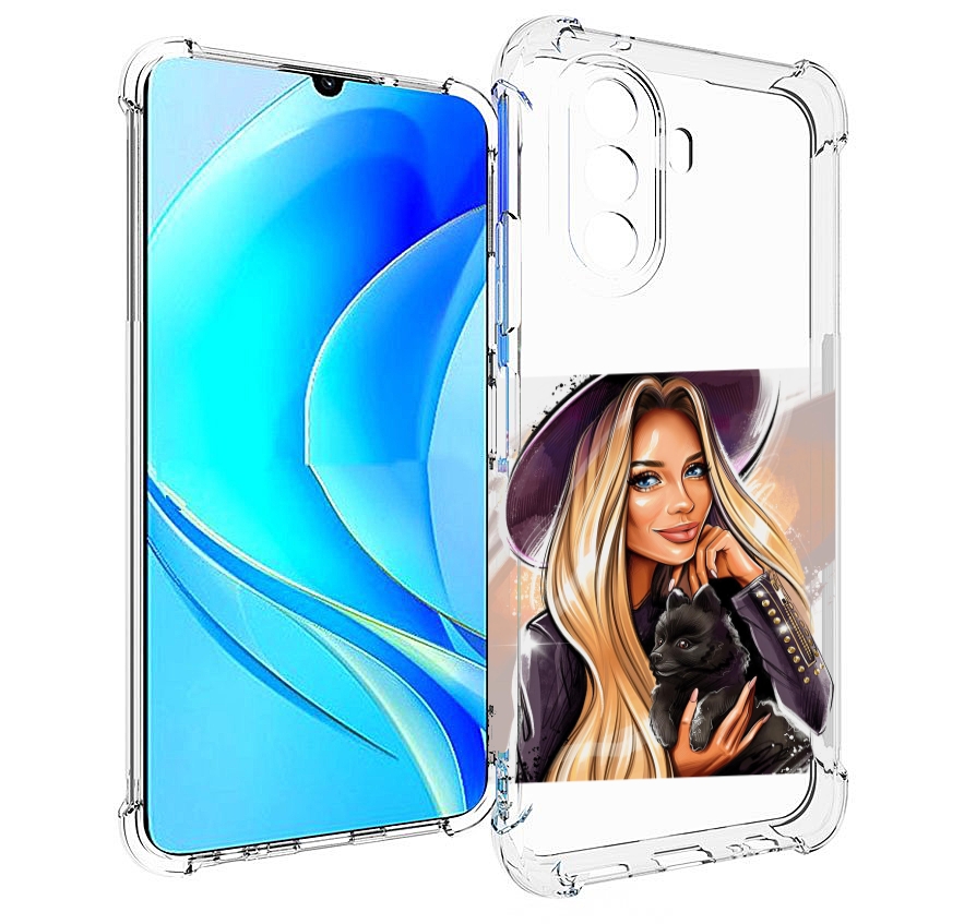 

Чехол MyPads девушка-с-черным-щенком женский для Huawei Nova Y70 / Nova Y70 Plus, Прозрачный, Tocco