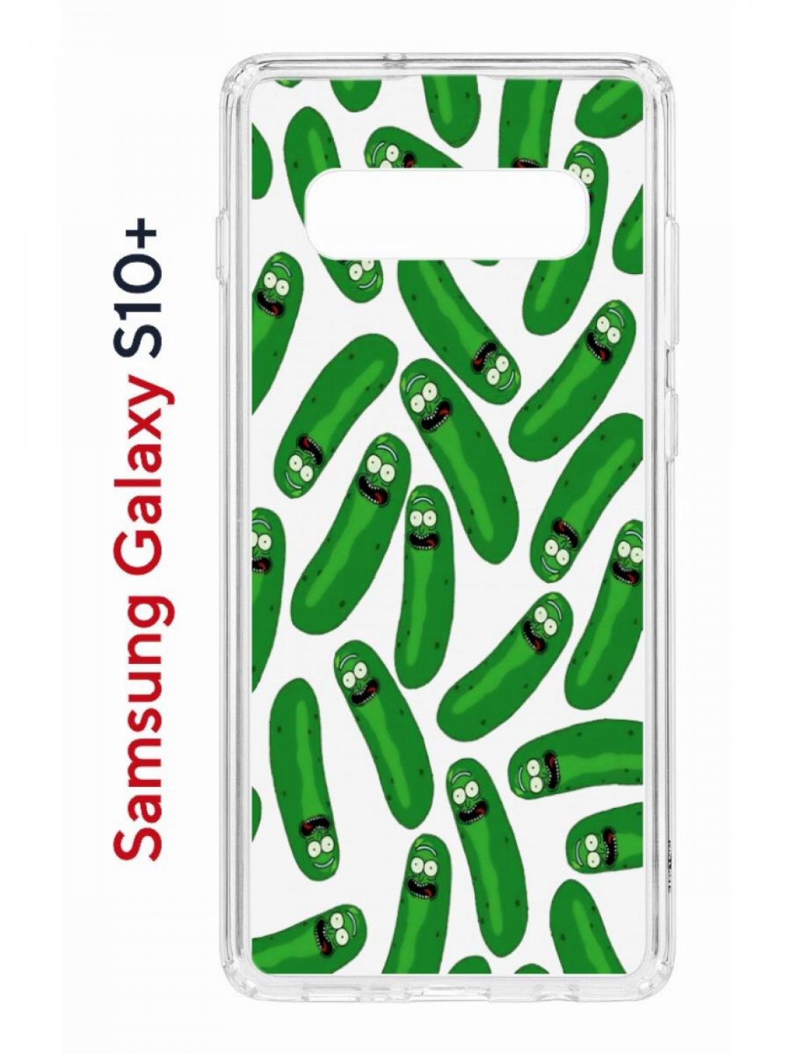 Чехол на Samsung S10 Plus Kruche Print Огурчик Рик,противоударный бампер,с защитой камеры