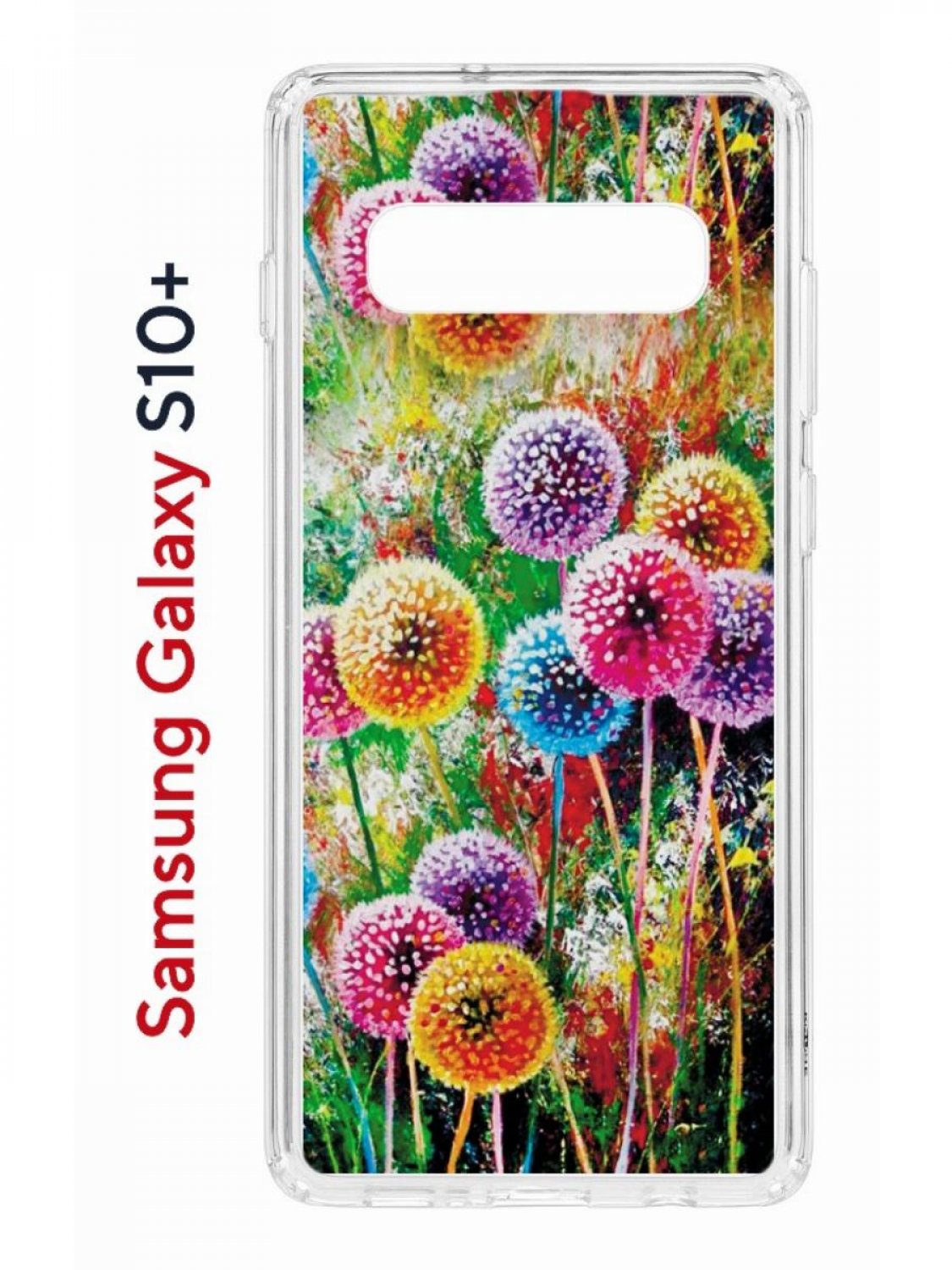 Чехол на Samsung S10 Plus Kruche Print Одуванчики,противоударный бампер,с защитой камеры