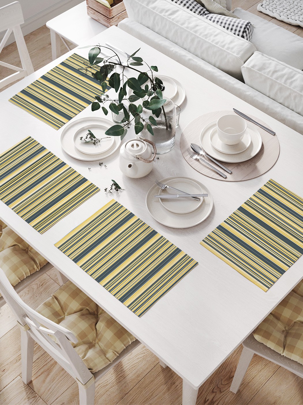 

Комплект салфеток JoyArty "Полосатое полотно" для сервировки стола (32х46 см, 4 шт.), Желтый, Полосатое полотно
