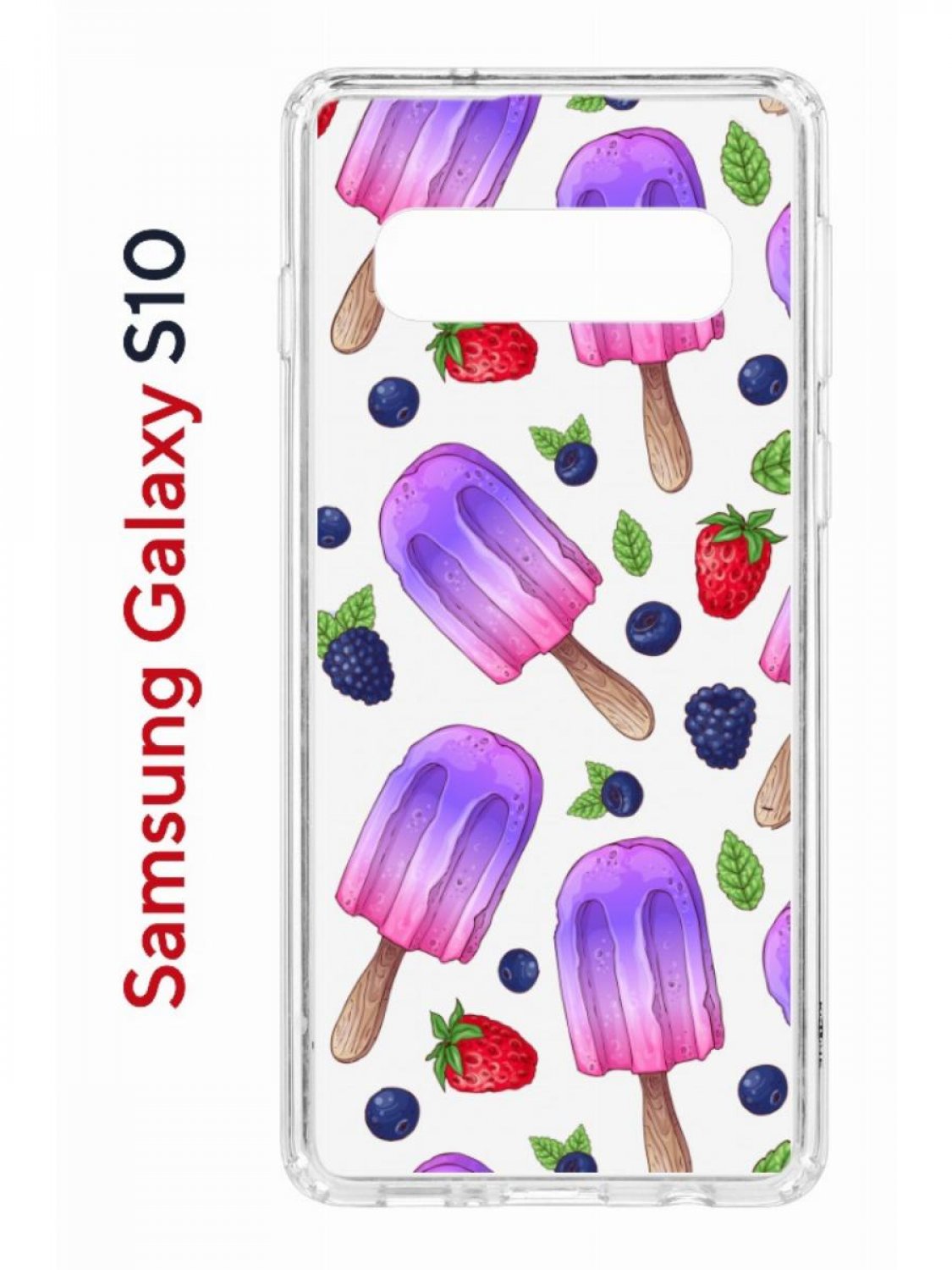 Чехол на Samsung S10 Kruche Print Ice Cream,противоударный бампер,с защитой камеры