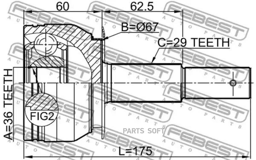 

FEBEST Шрус наружный 36x67x29 FEBEST 0210-D40AT