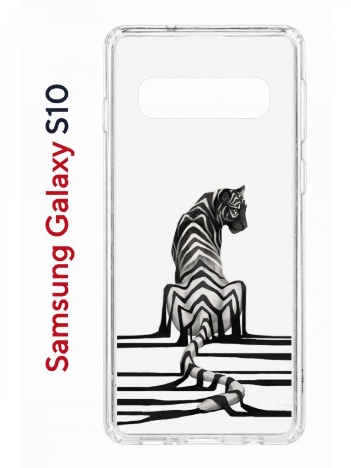 

Чехол на Samsung S10 с принтом Kruche Print Tiger,противоударный бампер,с защитой камеры, Прозрачный;черный;белый;серый, Самсунг Галакси С10
