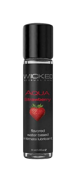 Купить Лубрикант с ароматом клубники WICKED AQUA Strawberry 30 мл.
