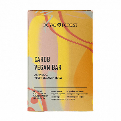 фото Шоколад "carob vegan bar" абрикос, урбеч абрикосовый royal forest 50 г