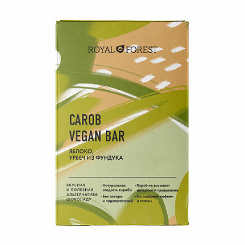 фото Шоколад "carob vegan bar" яблоко, урбеч из фундука royal forest 50 г