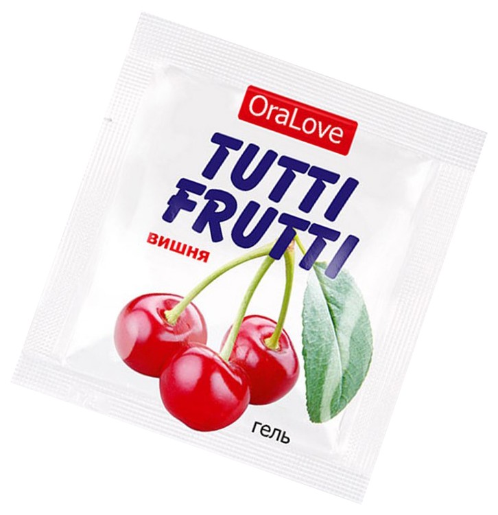 Tutti Frutti вишня, Пробник гель-смазки Tutti-frutti с вишнёвым вкусом 4 г, Биоритм  - купить