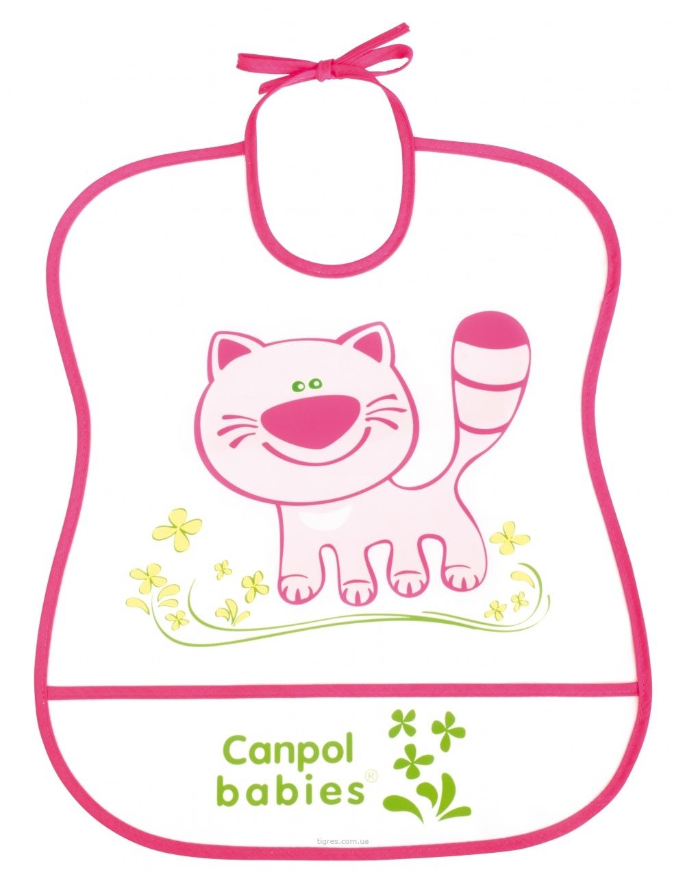 фото Нагрудник пластиковый мягкий canpol арт. 2/919 цвет розовый, рисунок котёнок canpol babies