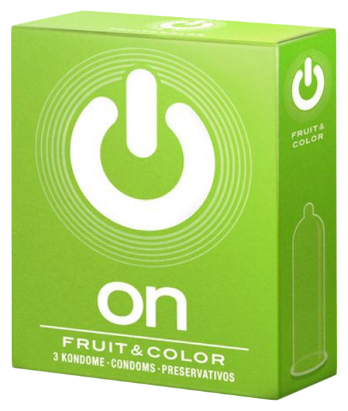 Презервативы ON Fruit and Color 3 шт., желтый; зеленый; красный, латекс  - купить