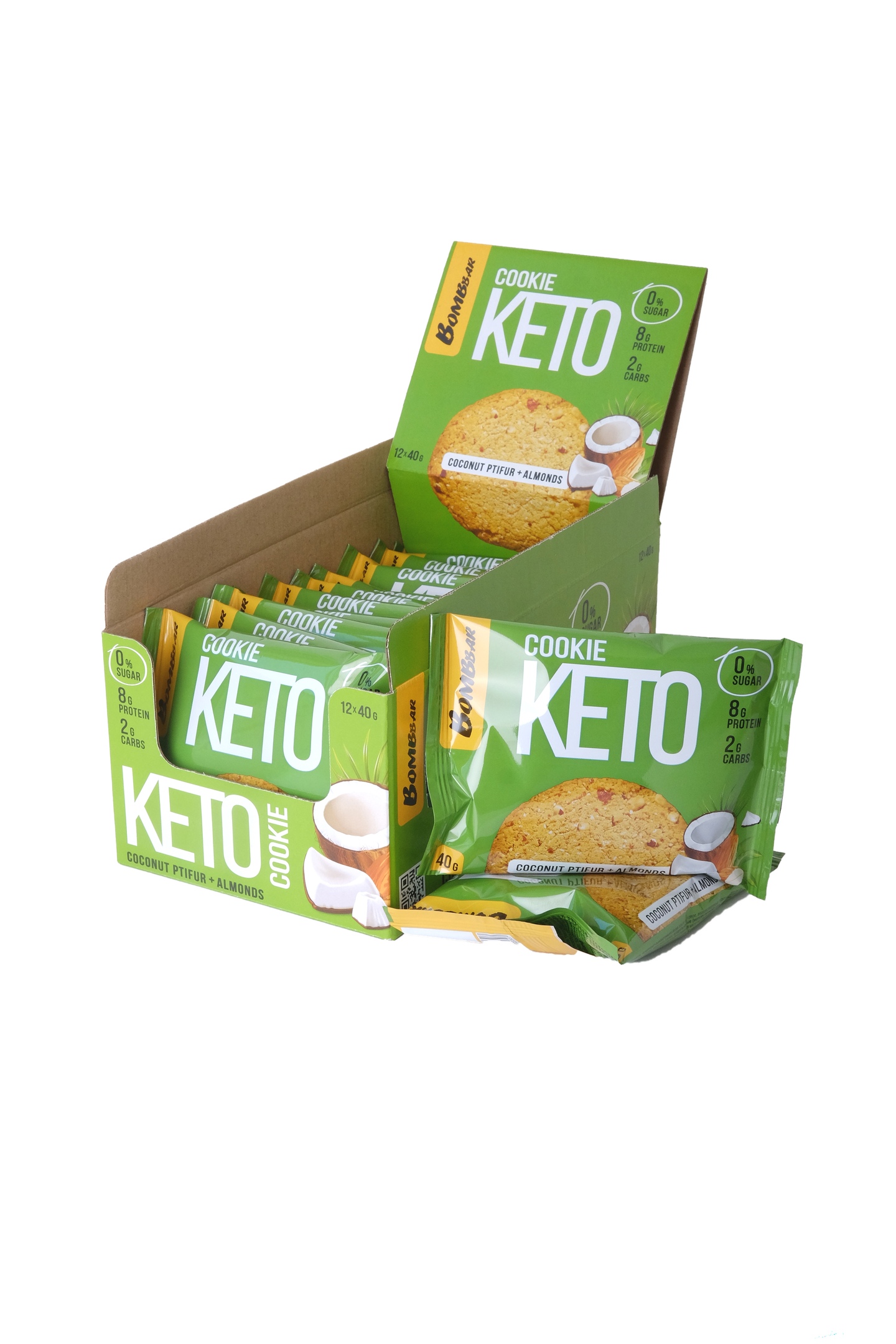 фото Печенье bombbar keto cookie 12 40 г, 12 шт., кокос/миндаль