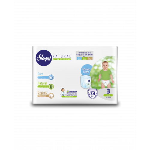 

Трусики SLEEPY NATURAL (3/ Midi 4-9 кг) 34шт.
