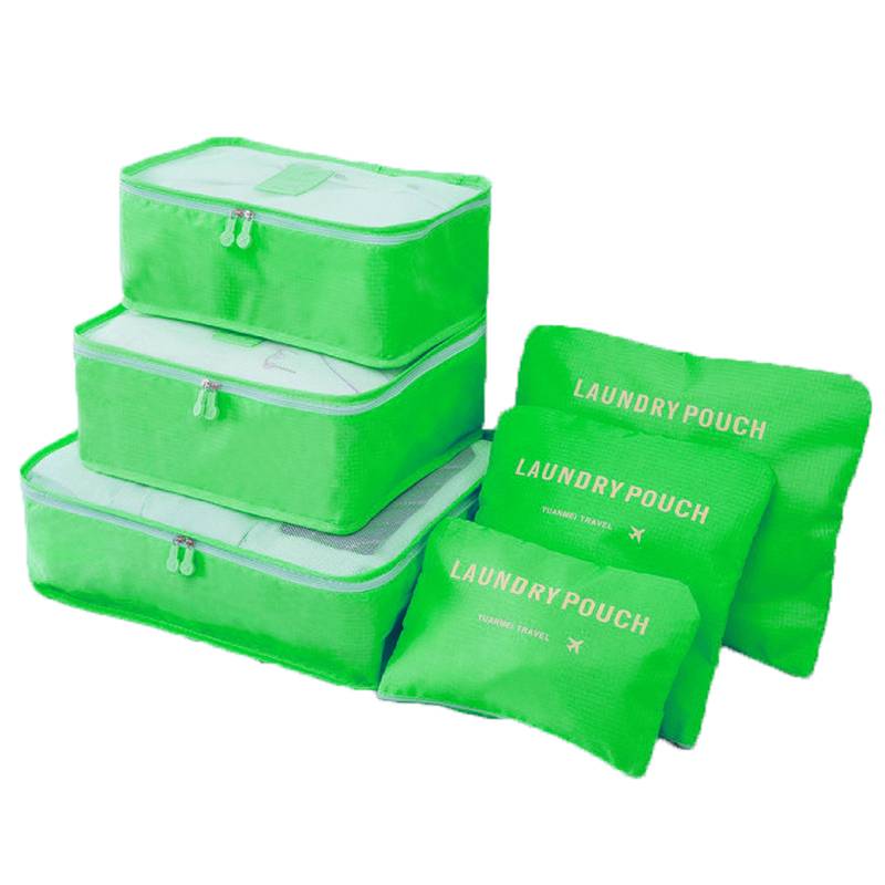 фото Набор для путешествий и хранения laundry pouch из 6 сумок органайзеров зеленый