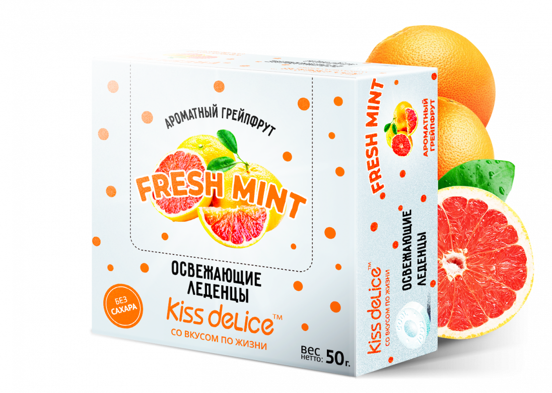 

Освежающие леденцы Kiss Delice ароматный грейпфрут 50гр