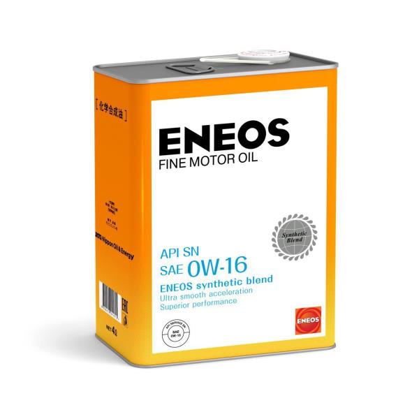 фото Моторное масло eneos fine motor oil sn синтетика 0w-16 4л