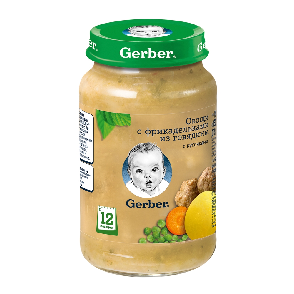 

Пюре мясное с овощами Gerber DoReMi Овощи с фрикадельками из говядины с 12 мес. 200 г, Овощи с фрикадельками из говядины