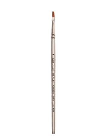 Кисть с серебристой ручкой №8/Professional Flat Brush 8 (Цв: n/a)/Kryolan/3608 lips 80 flat lip brush губы 80 плоская кисть для губ