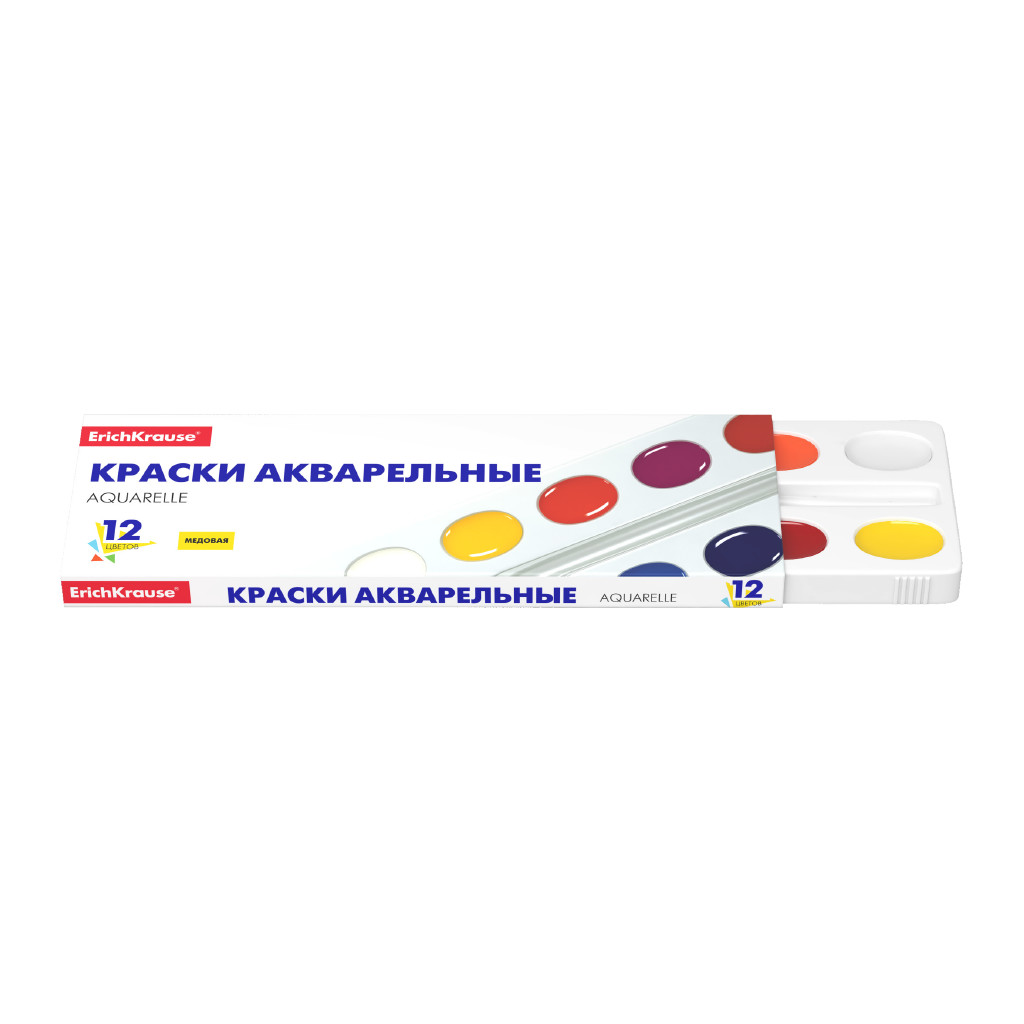 фото Краски акварельные erichkrause basic медовые 12 цв в картон. пенале